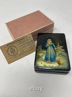 Vintage USSR Hand Painted Enchanted Maiden Lacquer Box With Paper and Box Signed