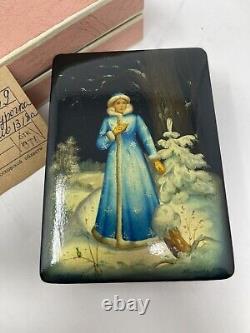 Vintage USSR Hand Painted Enchanted Maiden Lacquer Box With Paper and Box Signed