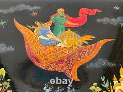 Vintage USSR Russian 9 3/8 Palekh Lacquer Box Signed and Dated 1977