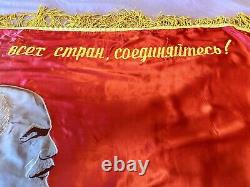 Vintage USSR Russian Lenin to Victory of Communism Workers Unite Big Red Flag