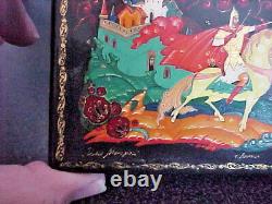 Vintage USSR Russian Signed hand painted lacquer Box fairy tale knight
