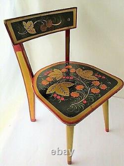 Vintage old USSR Russian woden hand painted children kids chair