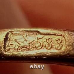 Vivacious Vintage Ukrainian USSR 583 14K Rose Gold Red Stones Ring Size 6 -#998