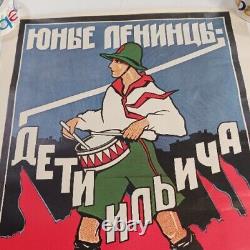 Vtg Original Russian Soviet USSR Propaganda Poster 1920s Oct Revolution Drummer