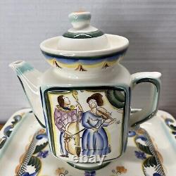 Vtg Russian USSR Konokova Porcelain Tea Set Mid-Century Design Serves 2 Retro