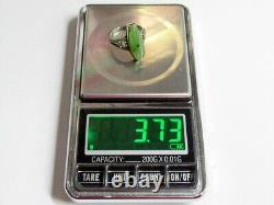 Bague en argent sterling russe soviétique vintage 875 avec jade, bijou pour femmes 7.25.