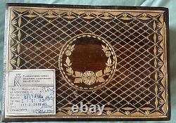 Boîte à bijoux vintage en bois de l'Union soviétique, coffret russe de l'URSS