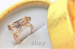 Boucles d'oreilles pour femme en or rose 583 14K de style russe soviétique vintage