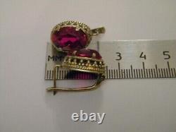 Boucles d'oreilles vintage en argent sterling 875 plaqué or bijoux pour femmes Russie soviétique URSS
