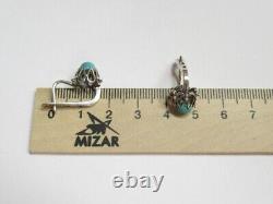 Boucles d'oreilles vintage soviétiques en argent sterling russe 916 avec pierre turquoise URSS