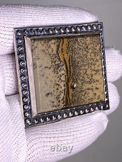 Épingle à bijoux vintage en argent 875 soviétique russe de l'URSS avec une grosse pierre pour broche de femme ouralienne