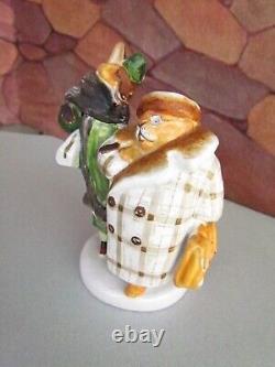 Figurine en porcelaine vintage de renard et de castor Lomonosov de l'URSS russe
