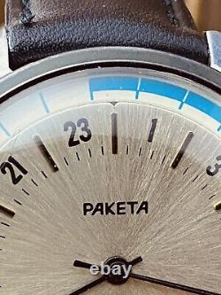 Montre-bracelet vintage RAKETA 24 heures POLAR ANTARCTIQUE URSS russe soviétique 2623 #6032