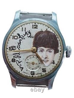 Paul McCartney - Miniature peinture à l'huile de la montre soviétique russe URSS Vintage