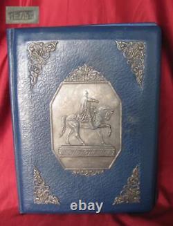 Portefeuille en cuir fin russe vintage de l'URSS avec plaque en nickel argenté de Yuri Dolgoruki