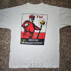 T-shirt RARE de collection Vintage russe MCDONALD'S URSS SOVIET Mashup Punk Rock Taille M